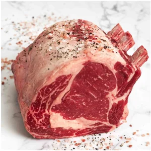 choice+ ribeye roast (bone in) white gold label